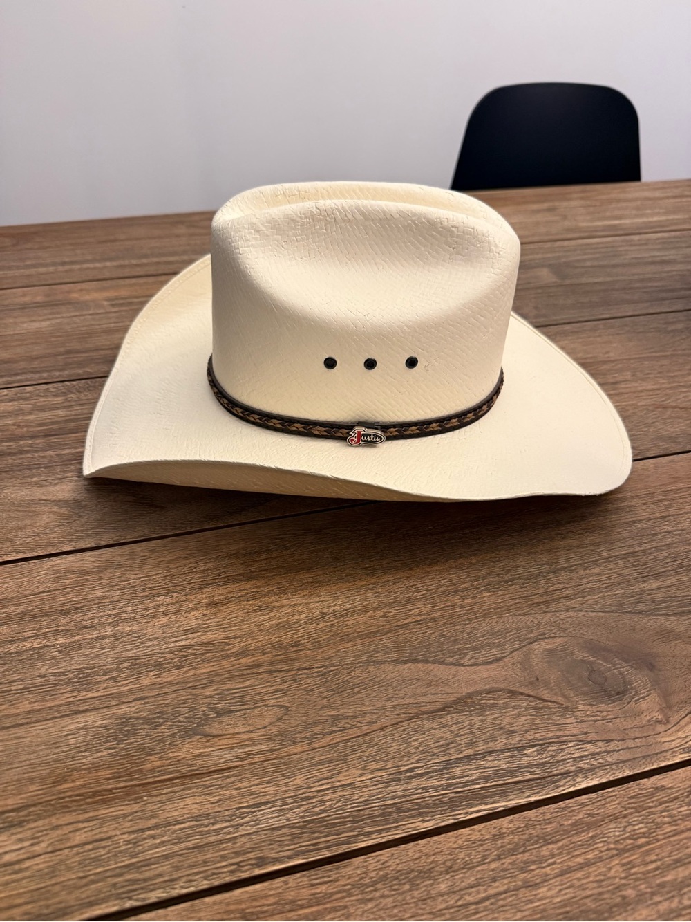 Justin Boots Cream Straw Western Cowboy Hat with Braided Hatband
